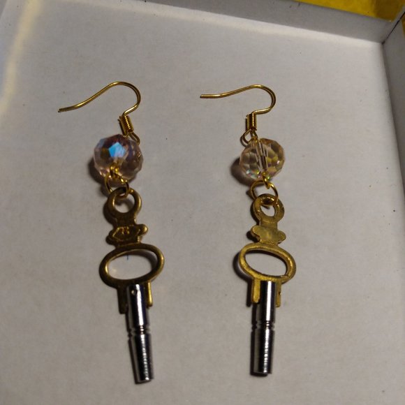 DangerousDebs Jewelry - Phillip Calhoun NYC Designer Handmade Glass Upcycled Pocket Watch Keys Earrings